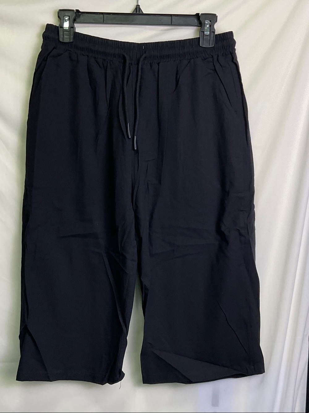 Relaxed Black Drawstring Bermuda Shorts